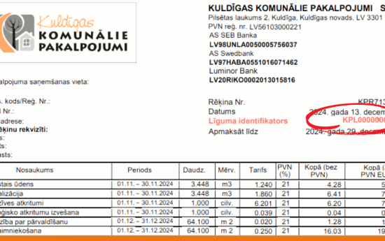 Apmaksājot rēķinu, PRECĪZI jānorāda līguma identifikators