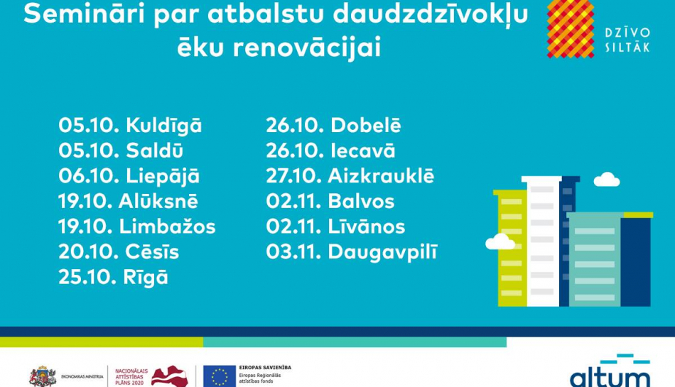 Seminārs par atbalstu daudzdzīvokļu ēku siltināšanai