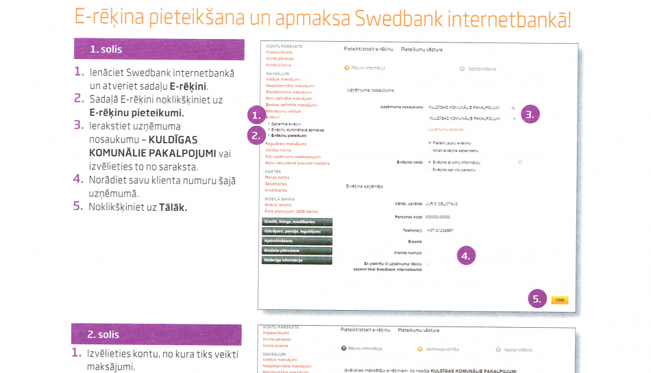 E-rēķina pieteikšana un apmaksa Swedbank internetbankā